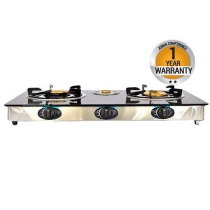 Bruhm BGC BT3G - 3 Burner Non Stick Gas Stove - Black & Silver