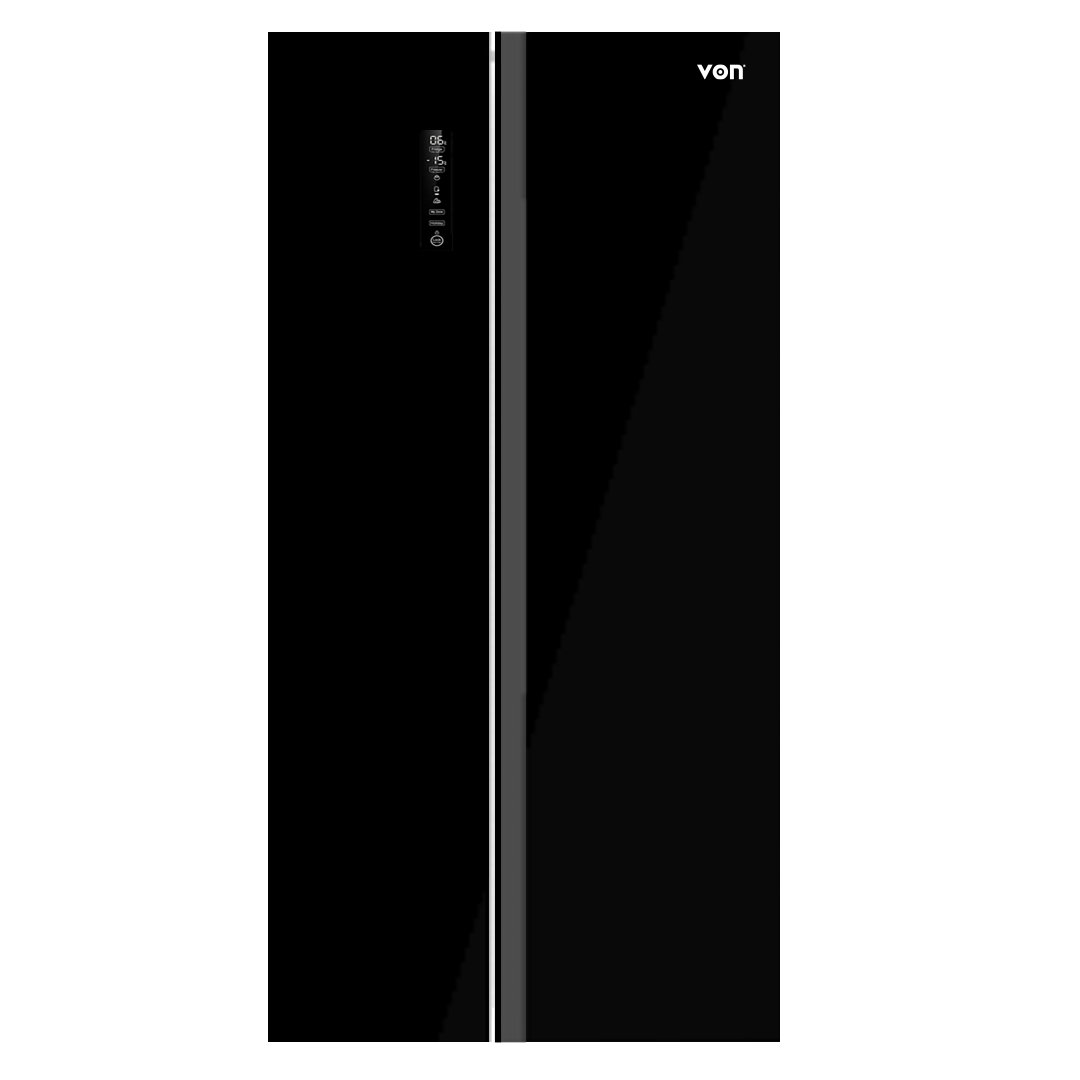 von-varz-20nhk-side-by-side-fridge-429l-black.png Von VARZ-20NHK Side by Side Fridge, 429L - Black - Image 1