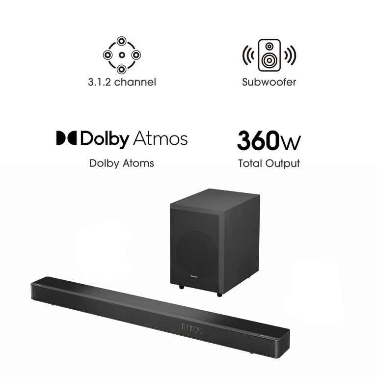 Hisense Soundbar 360W 3.1.2 Channel Soundbar AX3120