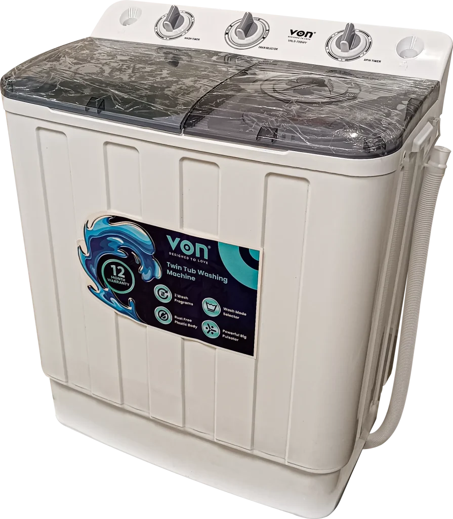 Von VALS-75BWY Twin Tub Washing Machine, white - 7.5KG