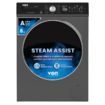 Von VALW-08FVK Front Load Washing Machine Silver - 8KG