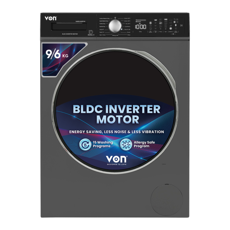 Von VAWD-906FVK Front Load Washer Dryer 9/6 KG - Silver